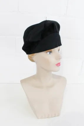 1930s Wool Cloche Hat with Blocked Dome Crown, 3 Diamonds of Peach Bloom Felt