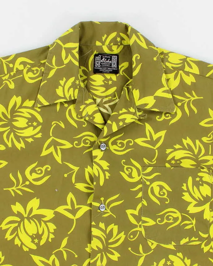 70's Vintage Mens Yellow Hawaiian Shirt - S