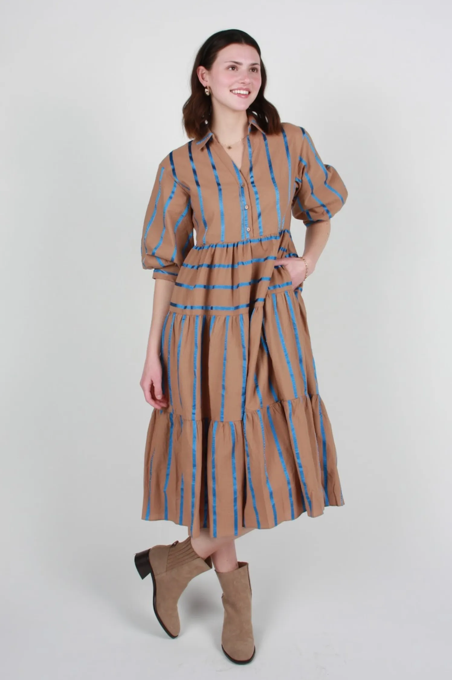 Adeline Striped Shirt Dress