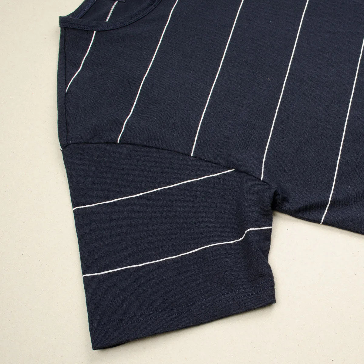 Arpenteur - Match T-shirt - Midnight Blue/Off White Fine Stripe