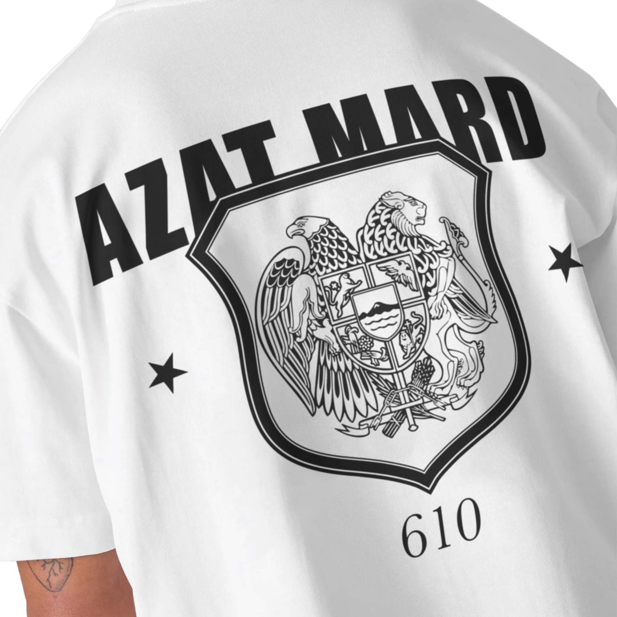 Stylish Azat Mard Crest White T-Shirt for Casual Wear