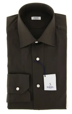 Barba Napoli Dark Brown Shirt - Slim