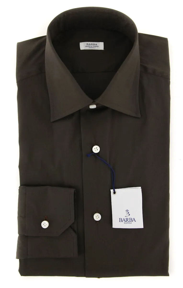 Barba Napoli Dark Brown Shirt - Slim