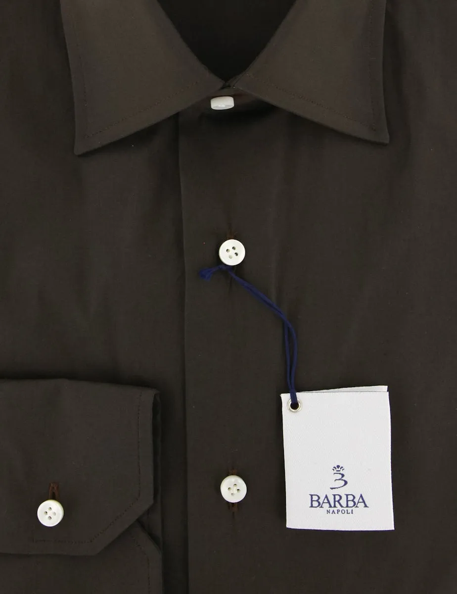 Barba Napoli Dark Brown Shirt - Slim