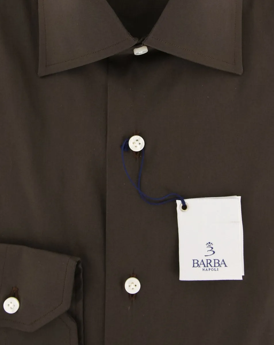 Barba Napoli Dark Brown Shirt - Slim