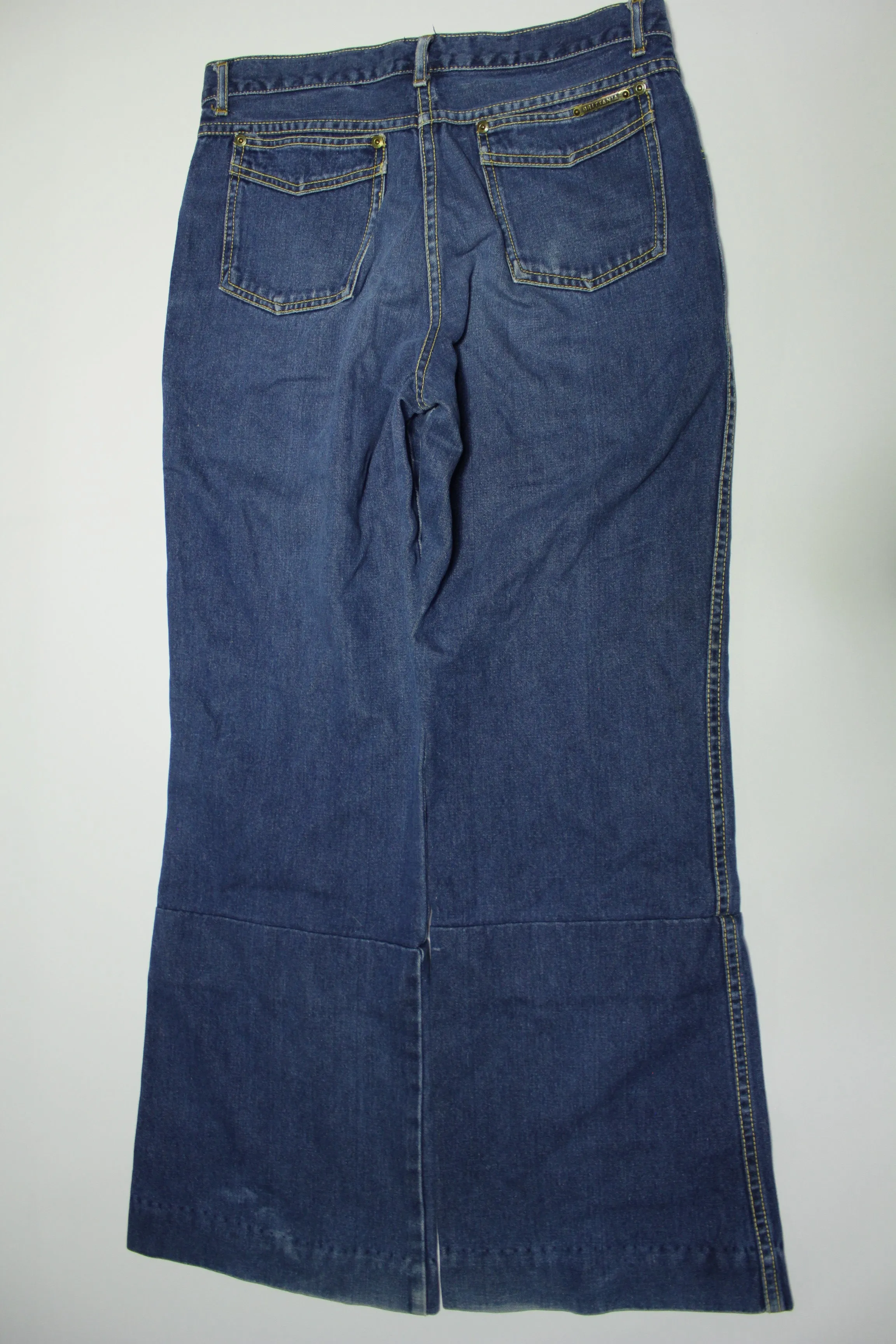 Brittania Vintage 70's Flare Bell Bottom Denim Blue Jeans