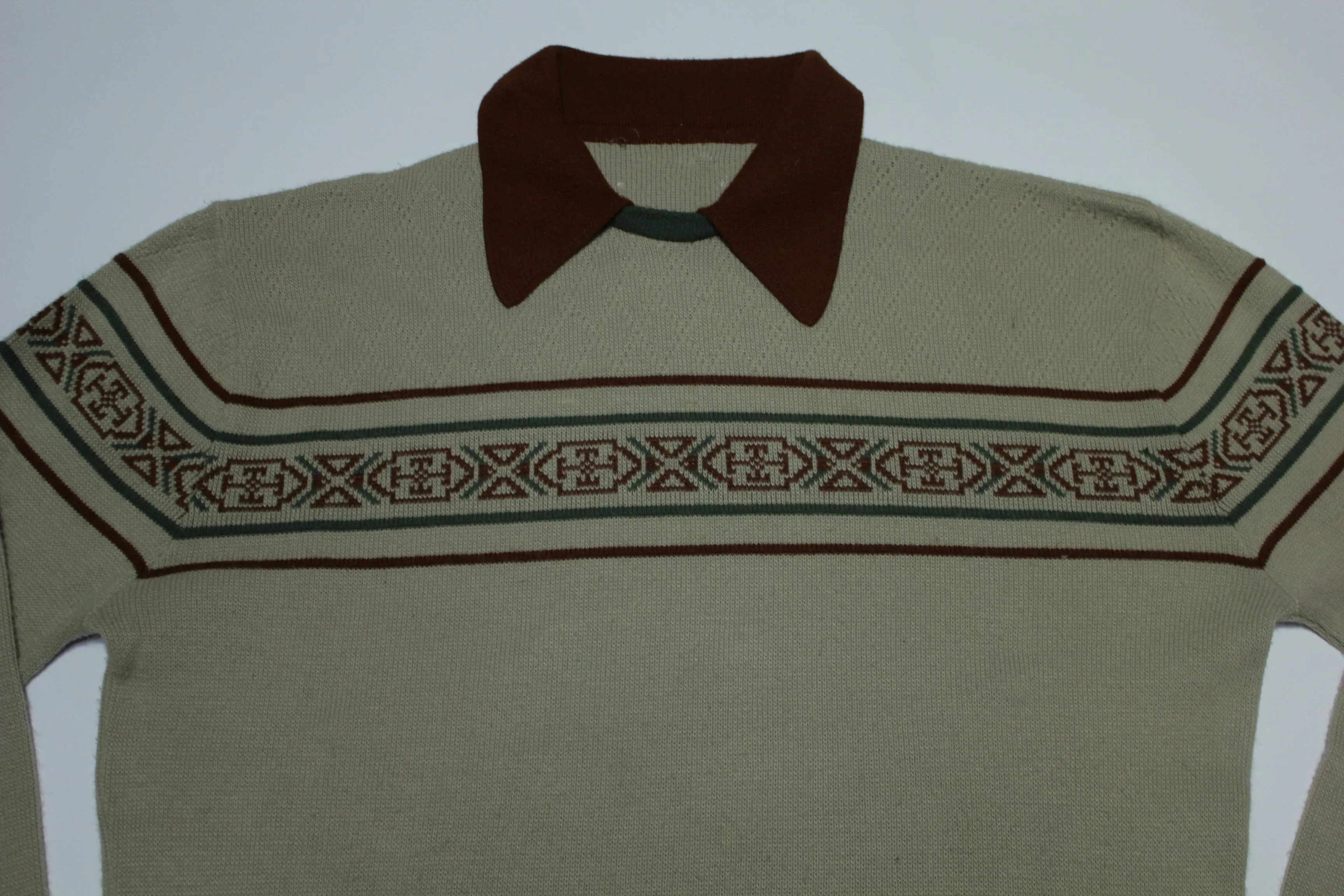 Brown Collared 60's Family Photo Sweater