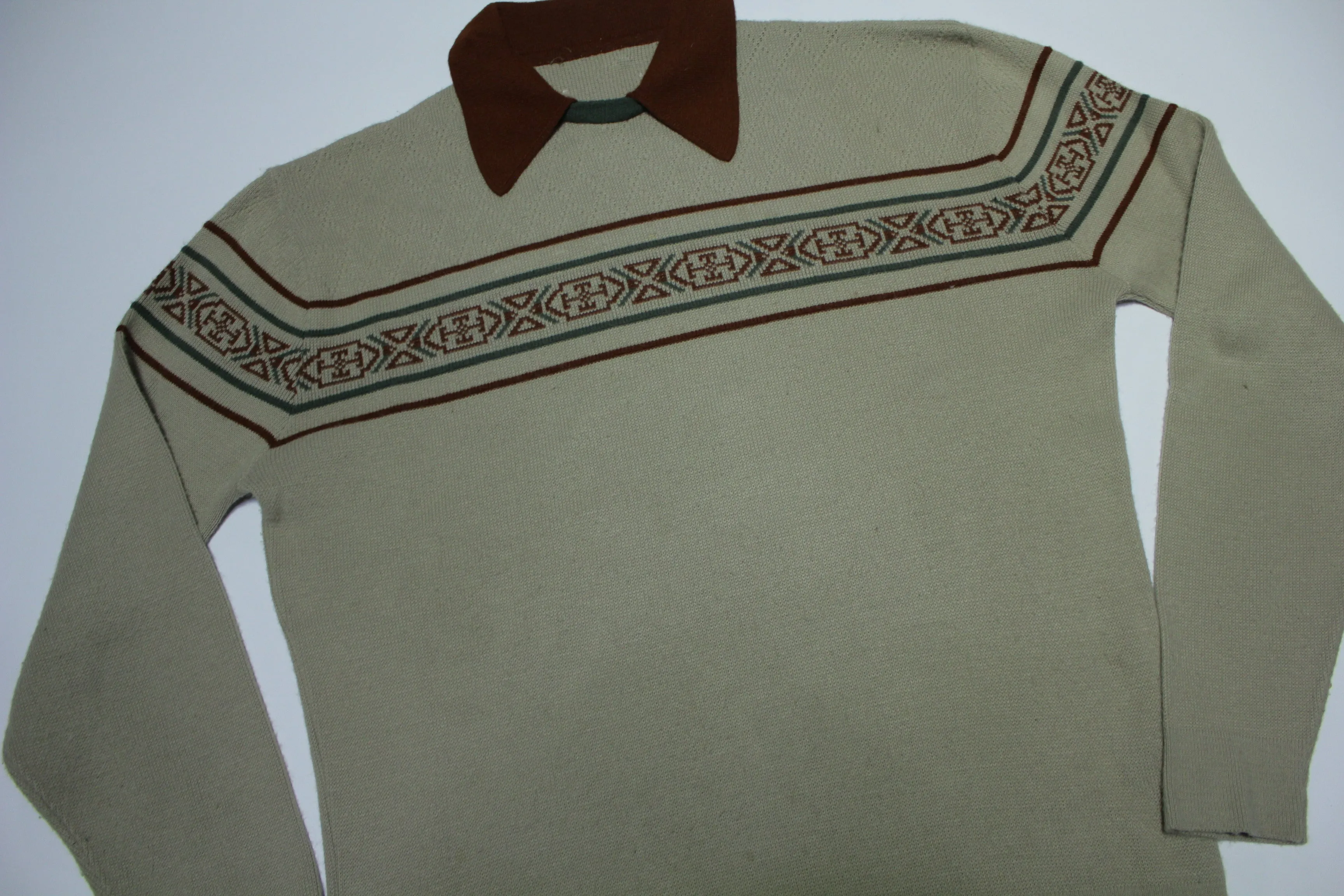 Brown Collared 60's Family Photo Sweater