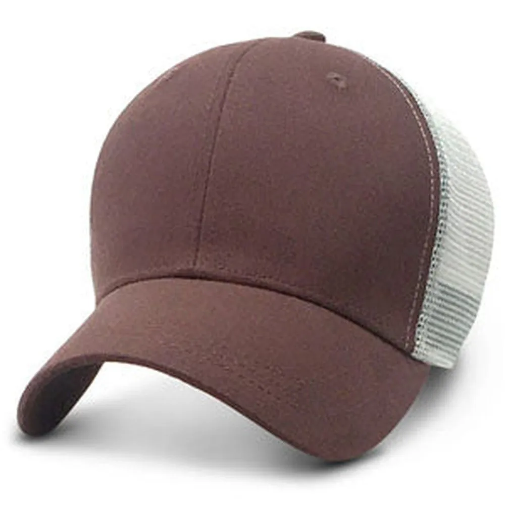 Brown With Grey Mesh - Structured Baseball Cap