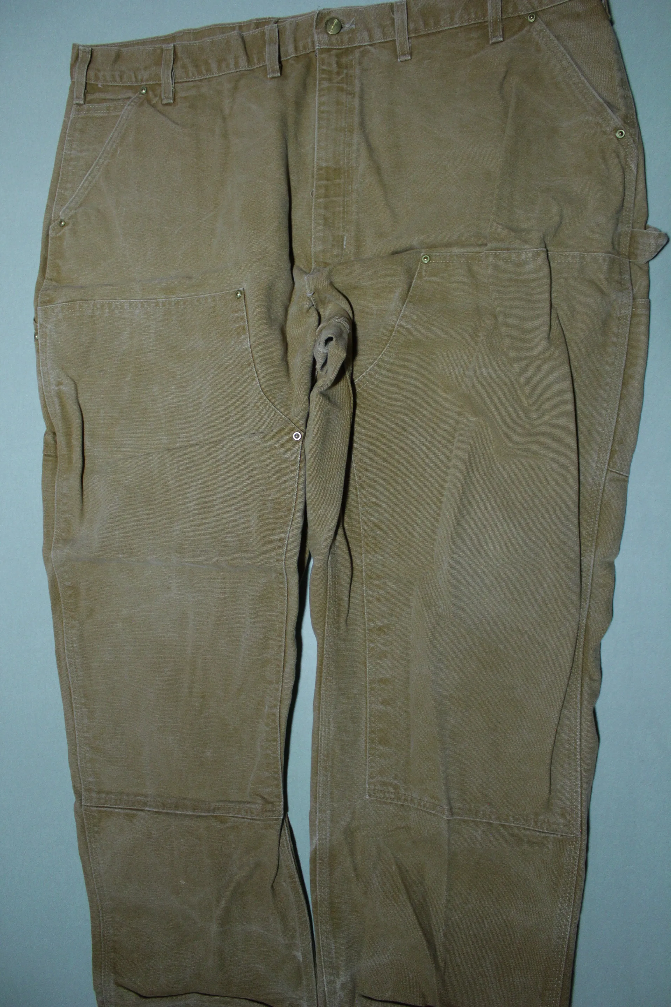 Carhartt B01 Double Knee BRN Washed Duck Work Pants Lightly Distressed USA Made