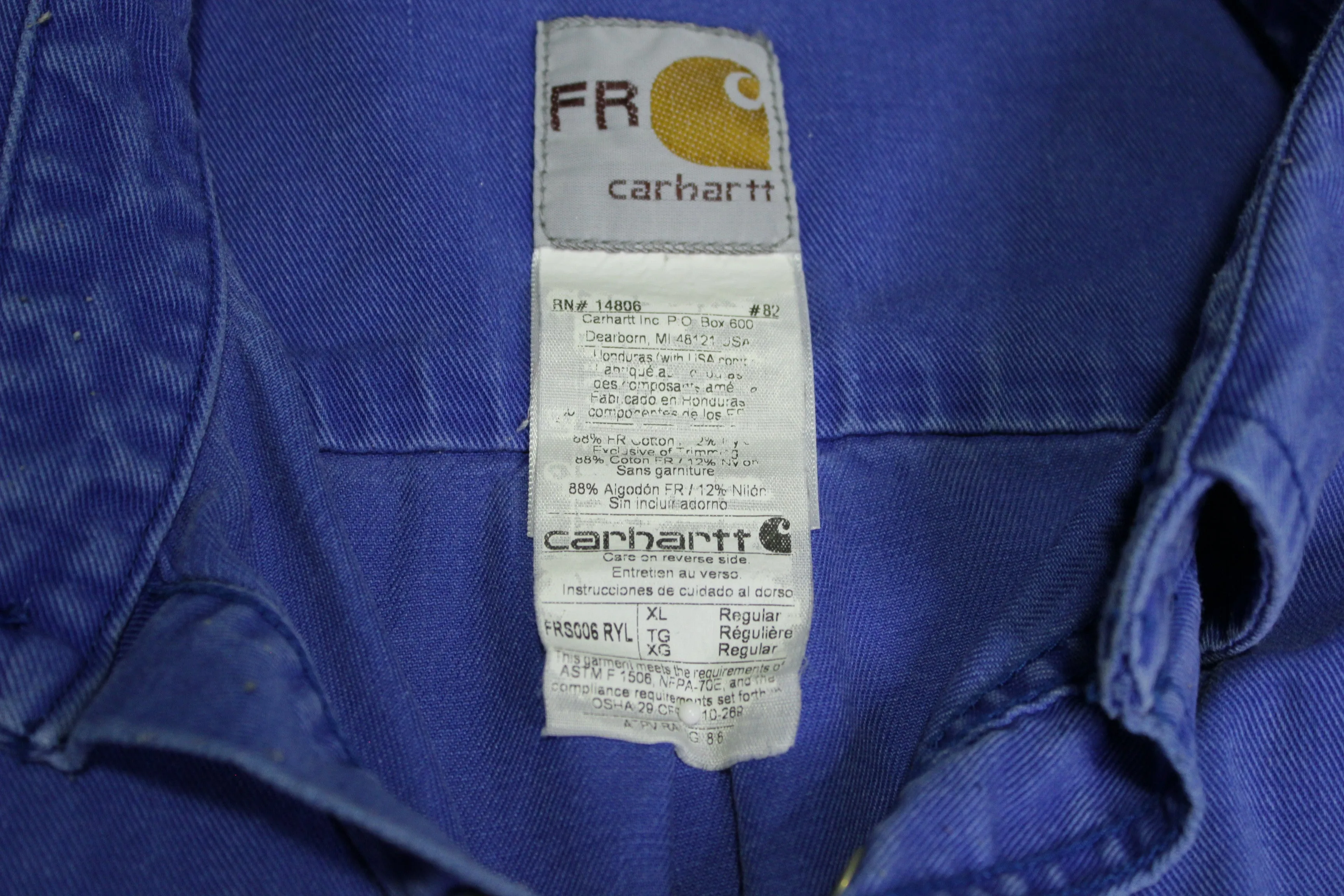 Carhartt FRS006 Fire Resistant Arc Flash Electrical Switching Pearl Snap Button Up Work Shirt