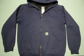 Carhartt J149 NVY Thermal Lined Hoodie Sweatshirt Zip Heavy Duty Blue Jacket