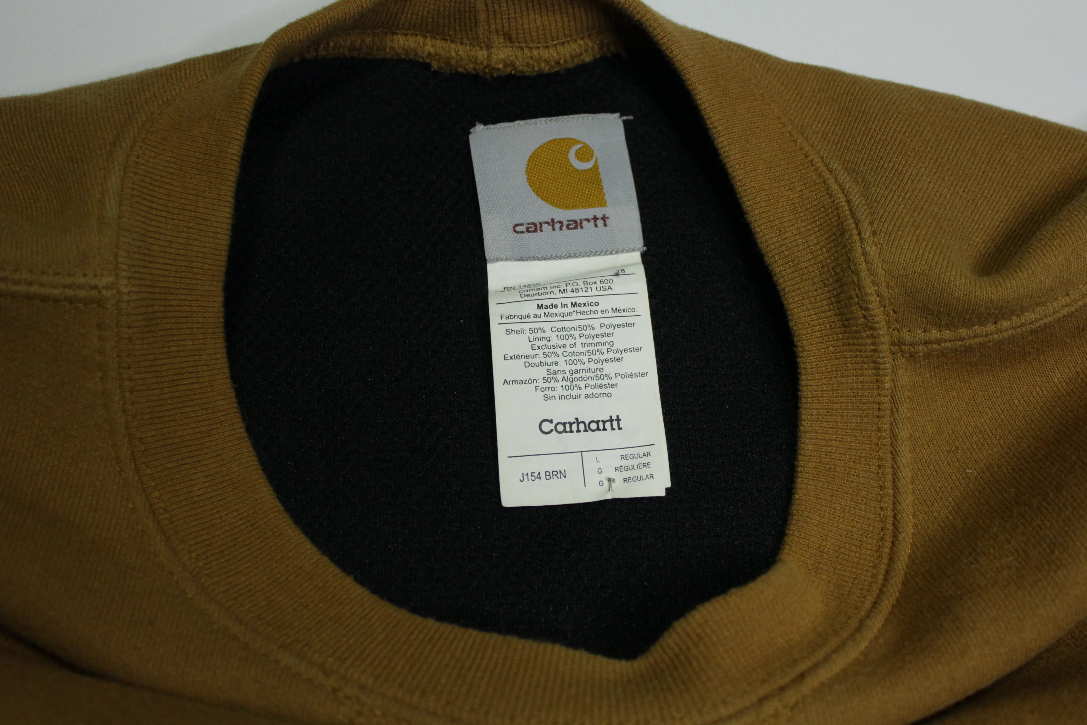 Carhartt J154 Pullover BRN With Pockets Thermal Lined Construction Work Sweatshirt