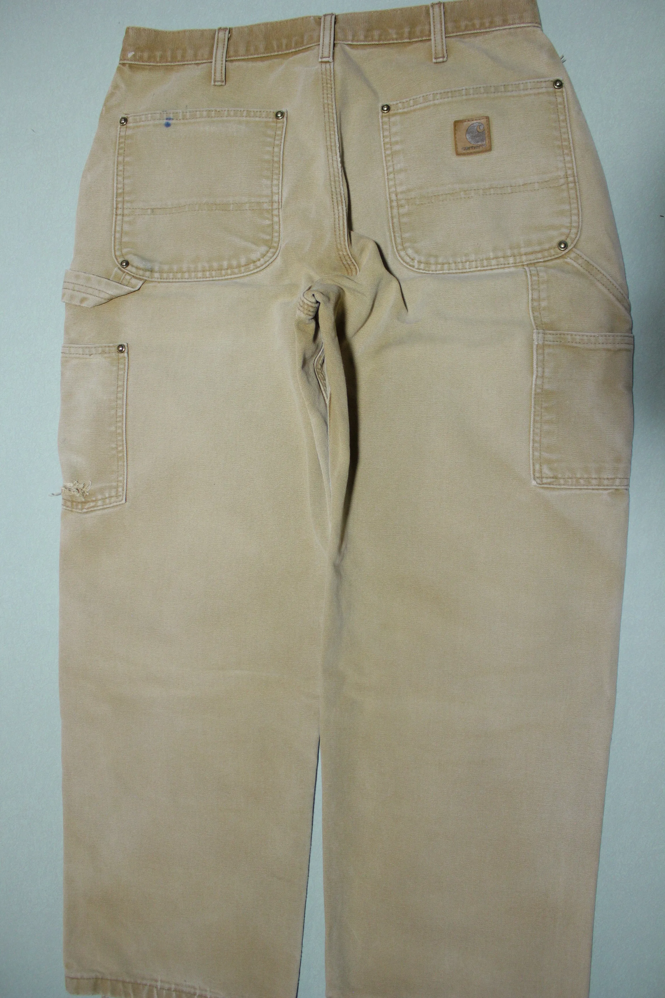 Carhartt Vintage Distressed B136 Double Knee Front Work Construction Utility Pants BRN