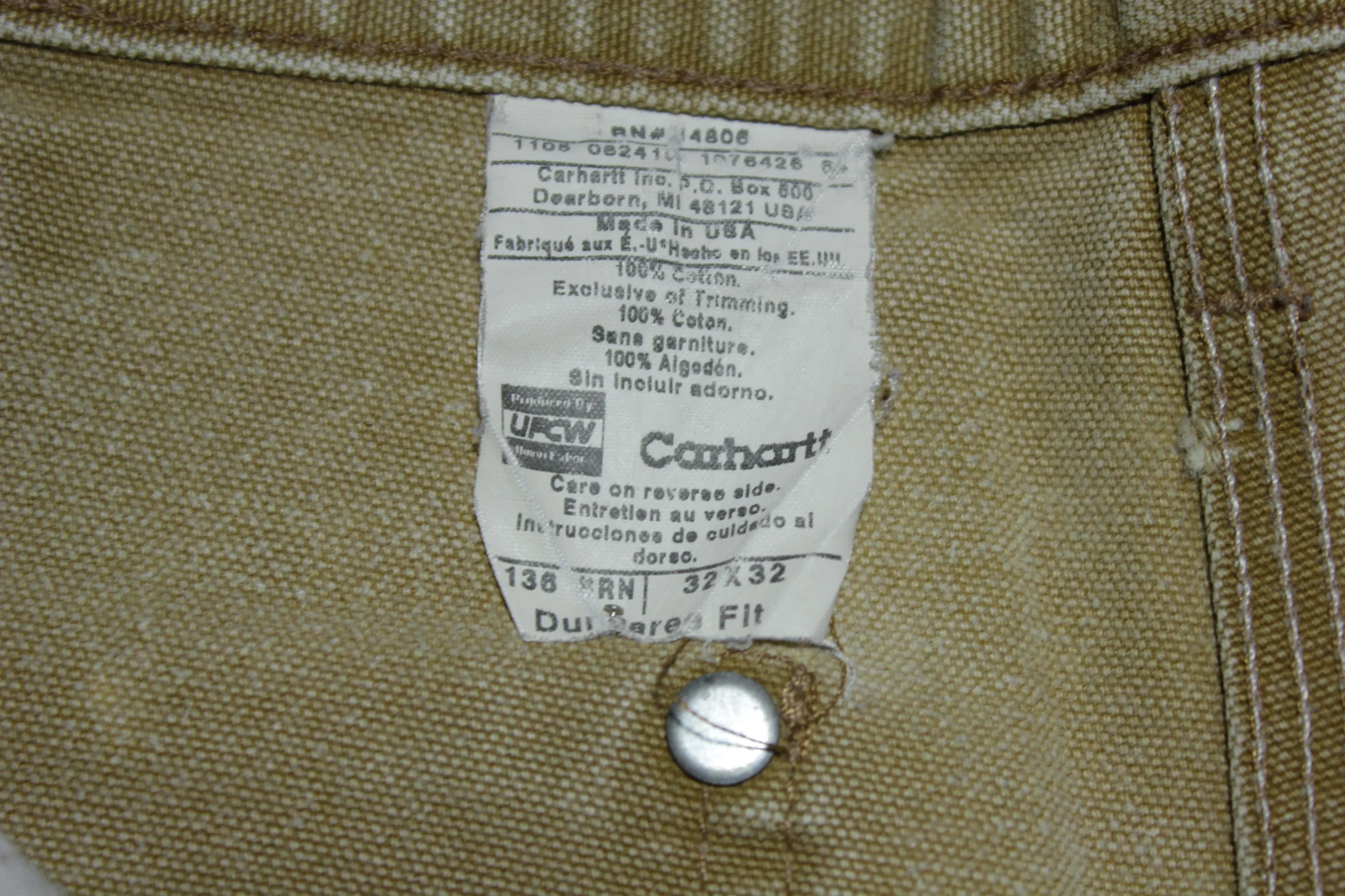 Carhartt Vintage Distressed B136 Double Knee Front Work Construction Utility Pants BRN