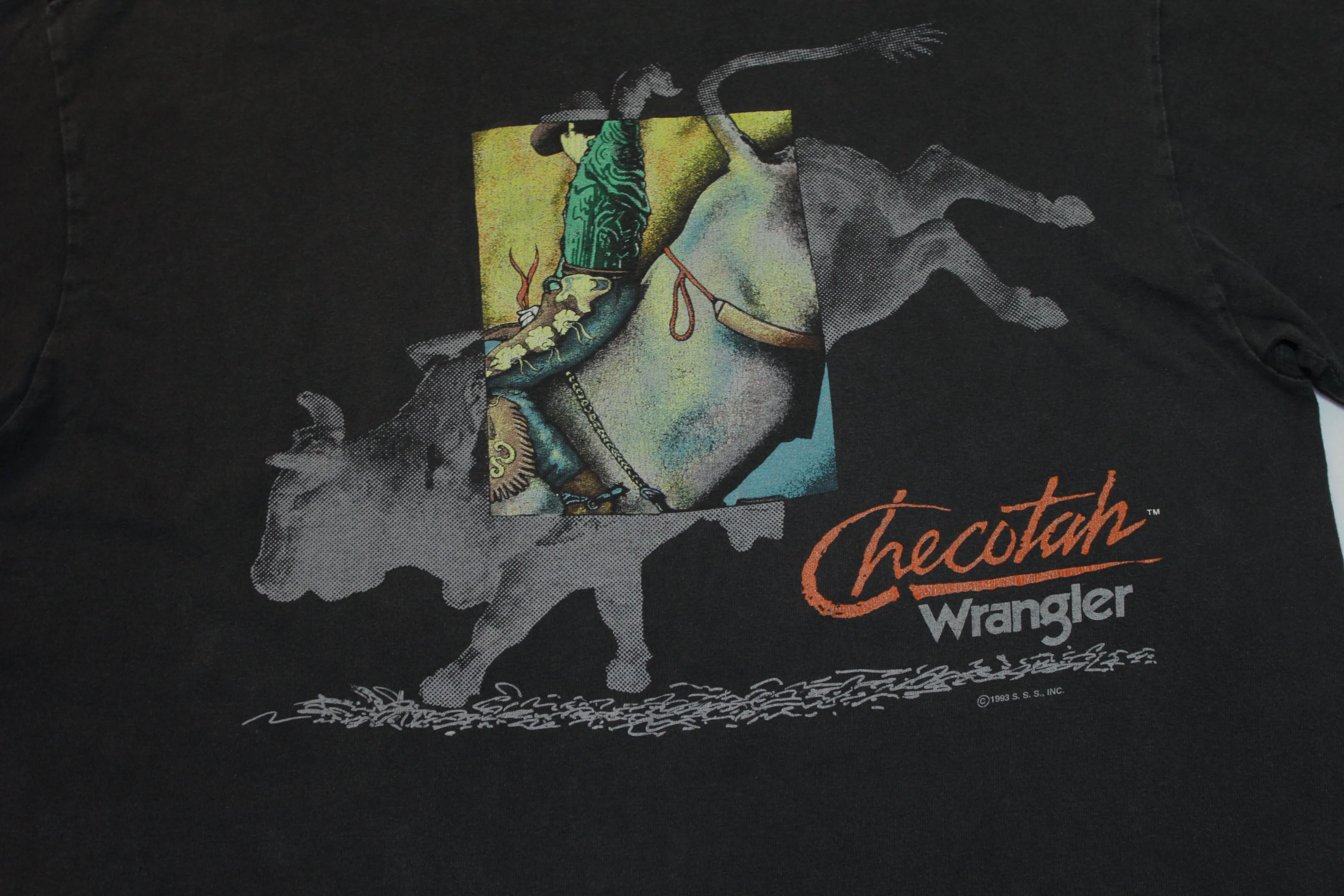 Checotah Wrangler 1993 Bull Riding Rodeo Vintage 90s Single Stitch T-Shirt