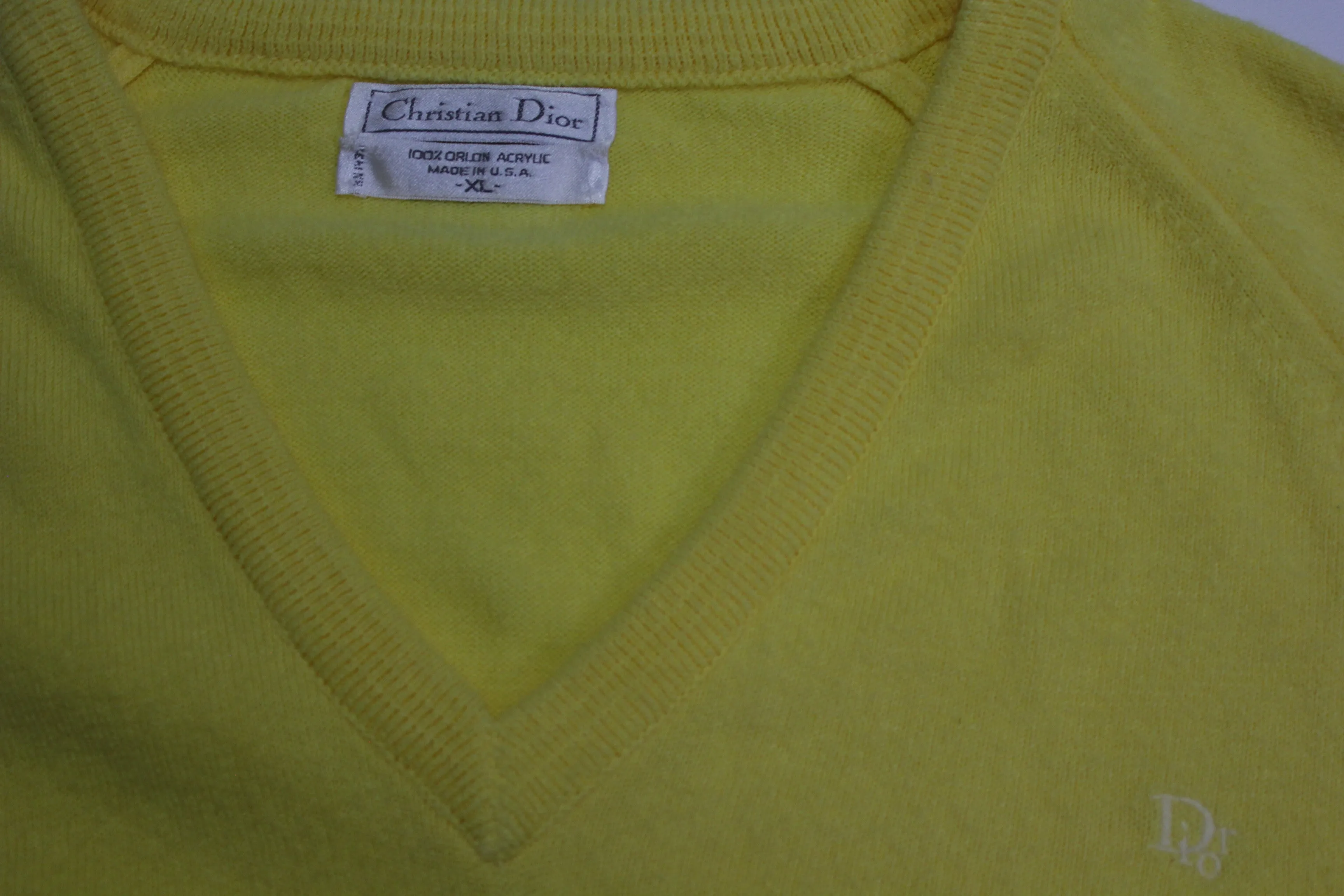 Christian Dior V-Neck Vintage 1980's Fireplace Winter Acrylic Made in USA Sweater