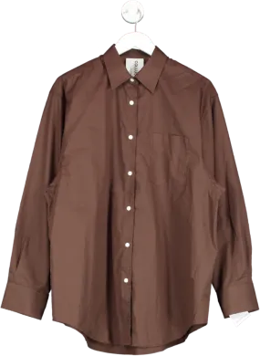 Collusion Brown Long Sleeve Oversized Shirt UK 8