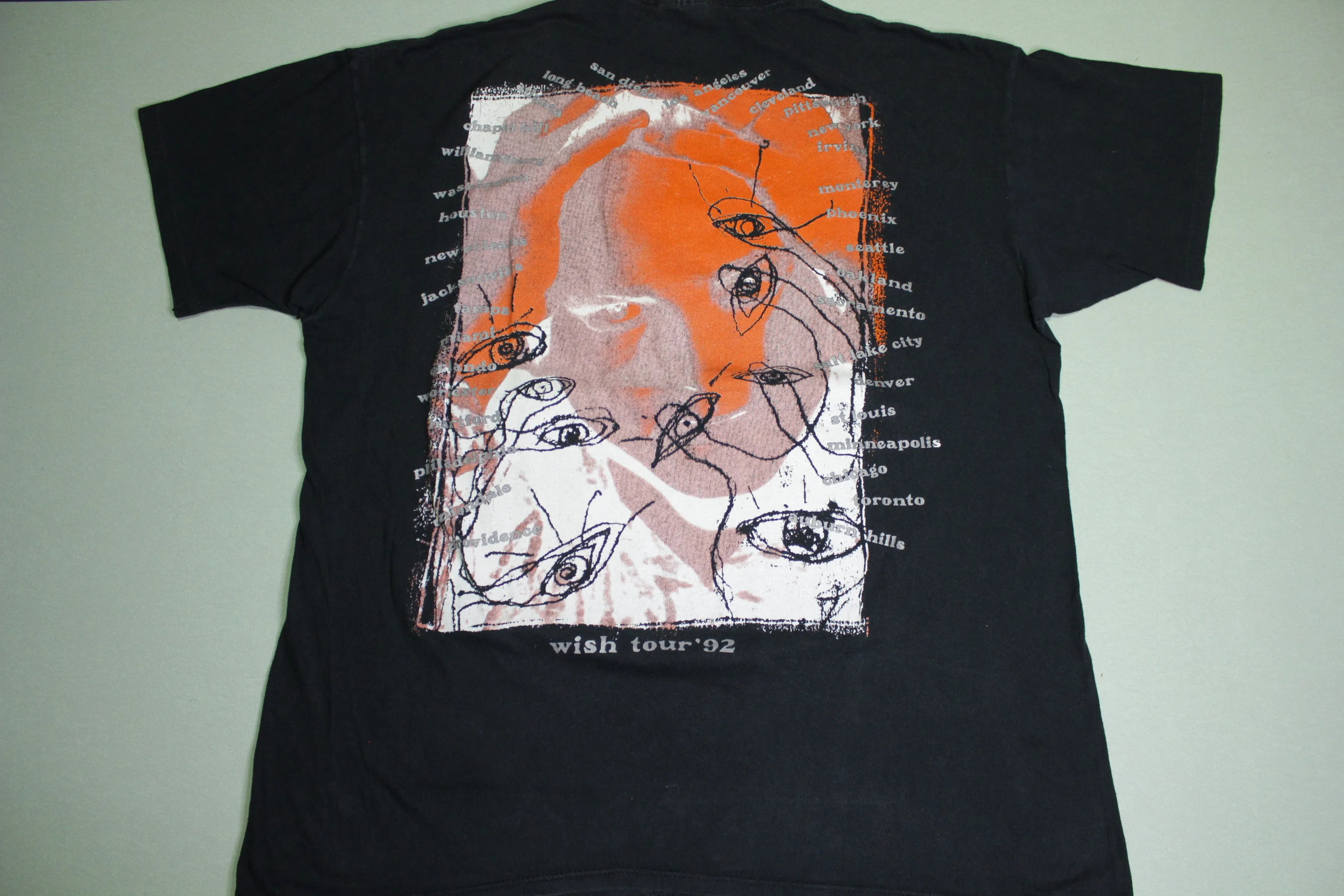 Cure Robert Smith Vintage 90's Big Head Print Wish Tour Brockum 1992 Tour OSFA T-Shirt