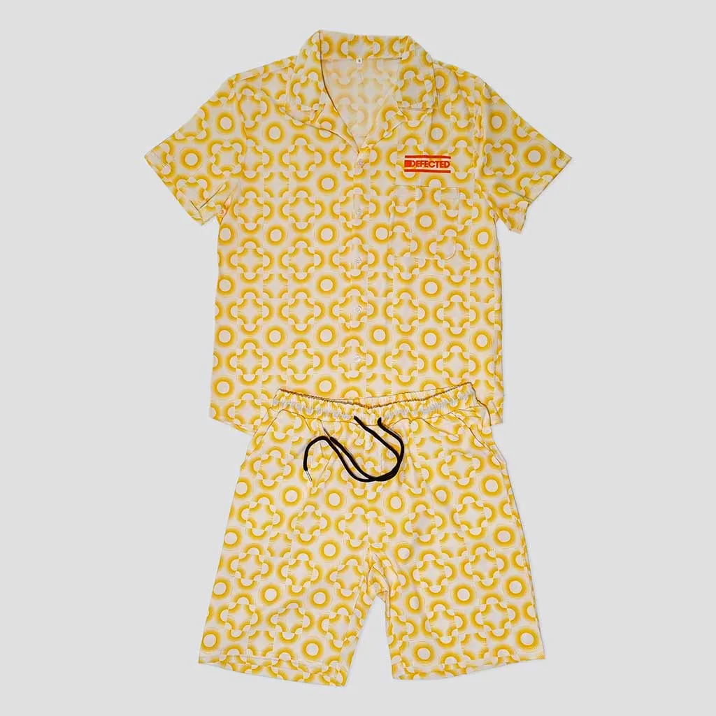 Defected Patterned Shirt And Shorts Set