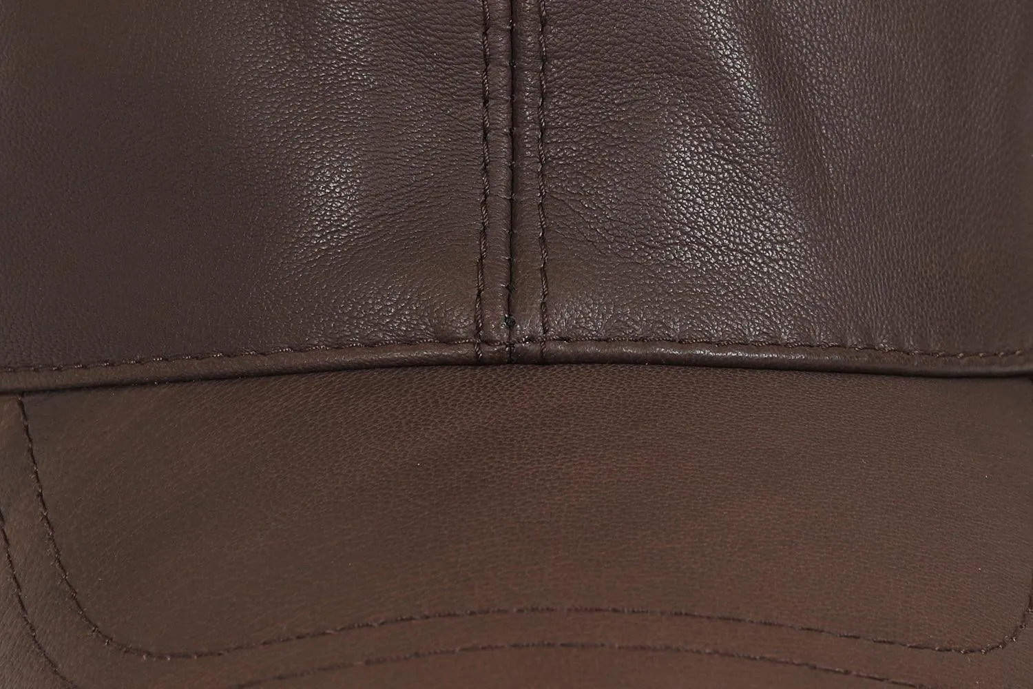 Genuine Brown Leather Baseball Cap - Curve Peak