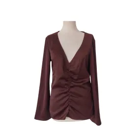 H&M Brown Satin Cinched-front Blouse | Brand new |