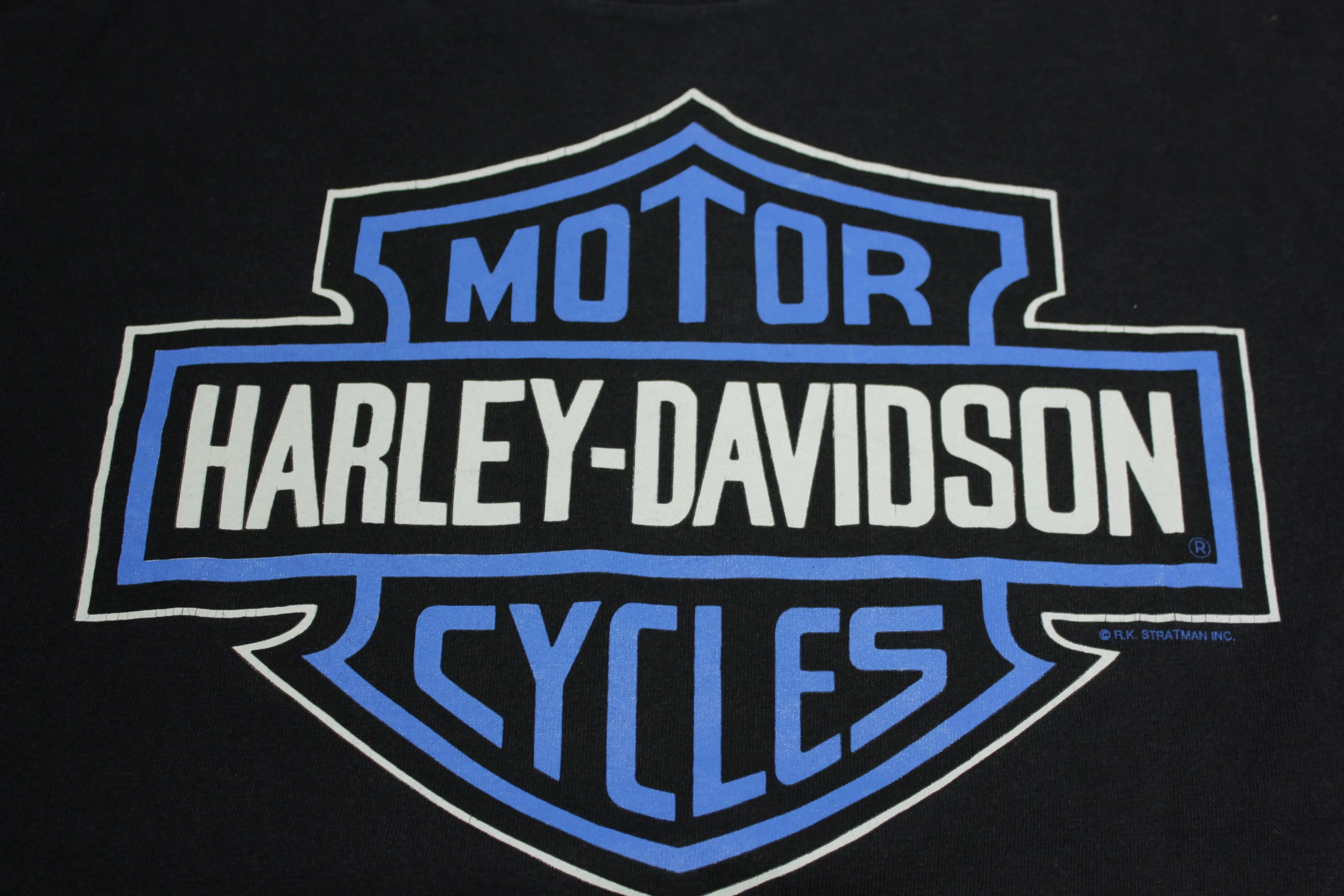 Harley Davidson Motorcycles HD Vintage 80's 90's Long Sleeve Blue Flames T-Shirt