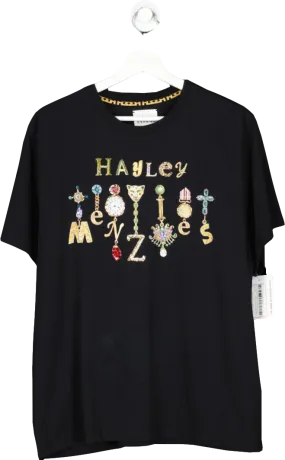 Hayley Menzies Black Embellished Branded T Shirt UK M