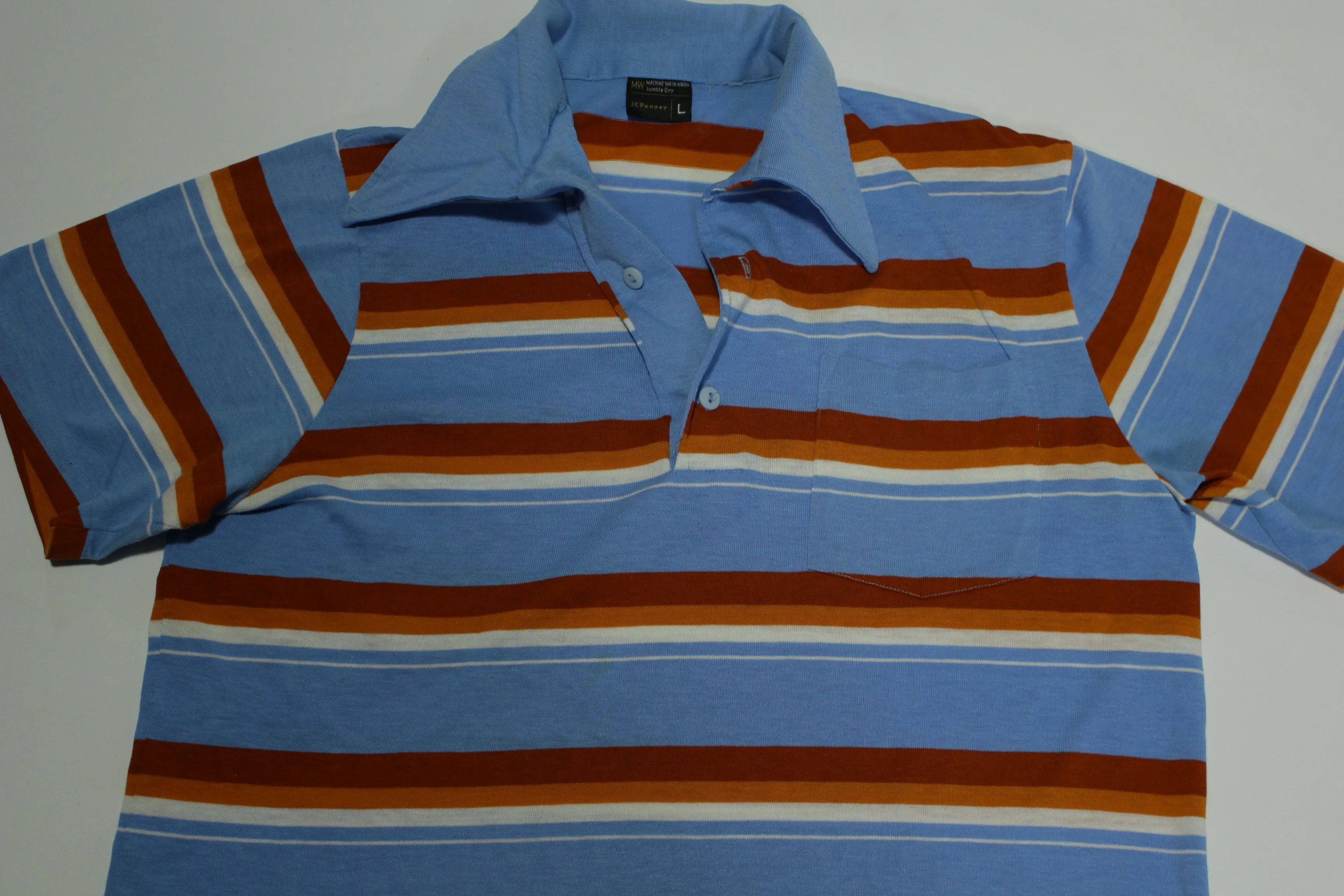 JC Penney Striped 'Brady Bunch' Vintage 70's Polo Golf Shirt