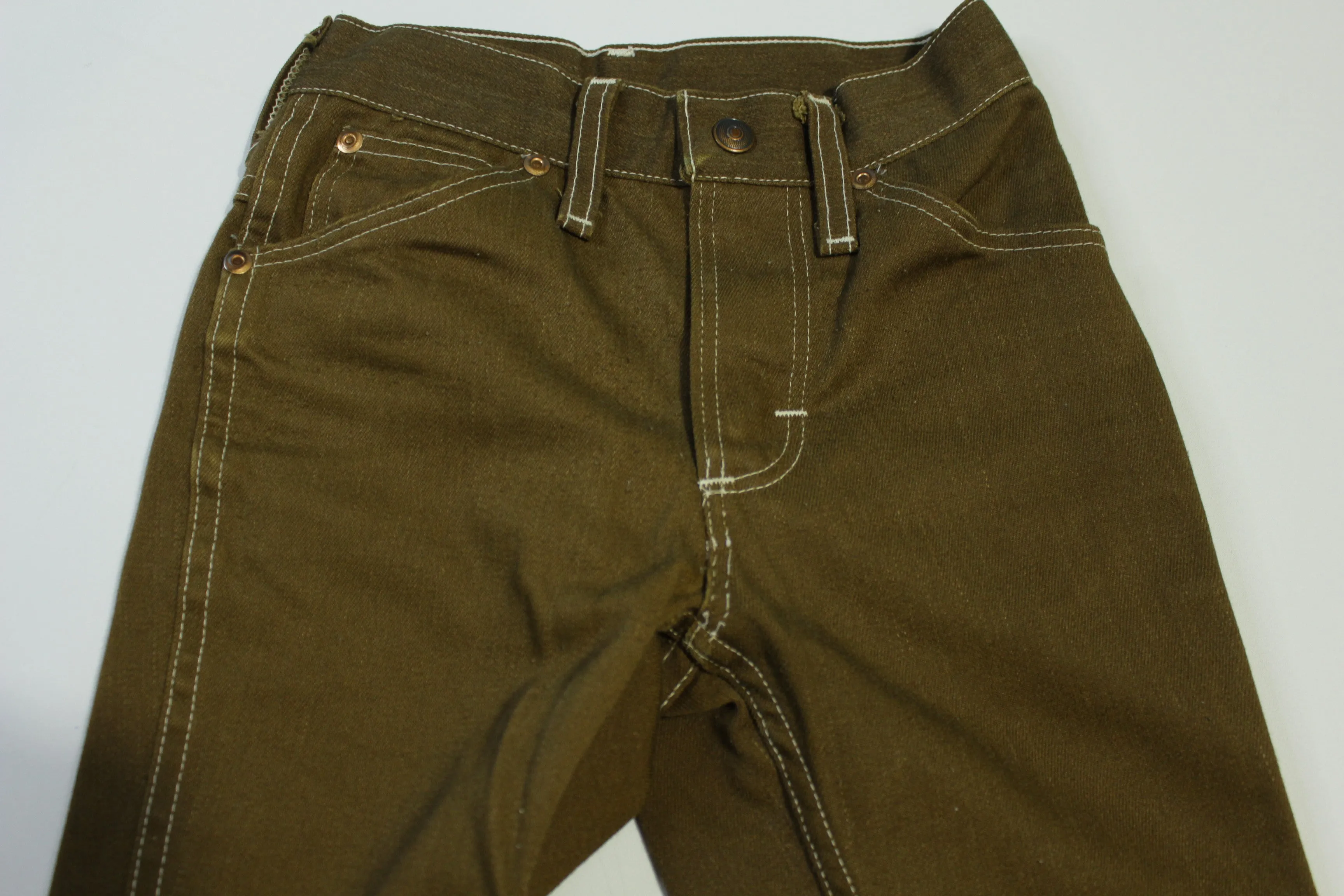 JCPenney MW Kids Vintage Brown w/ White Stitching 70's Flare Jeans