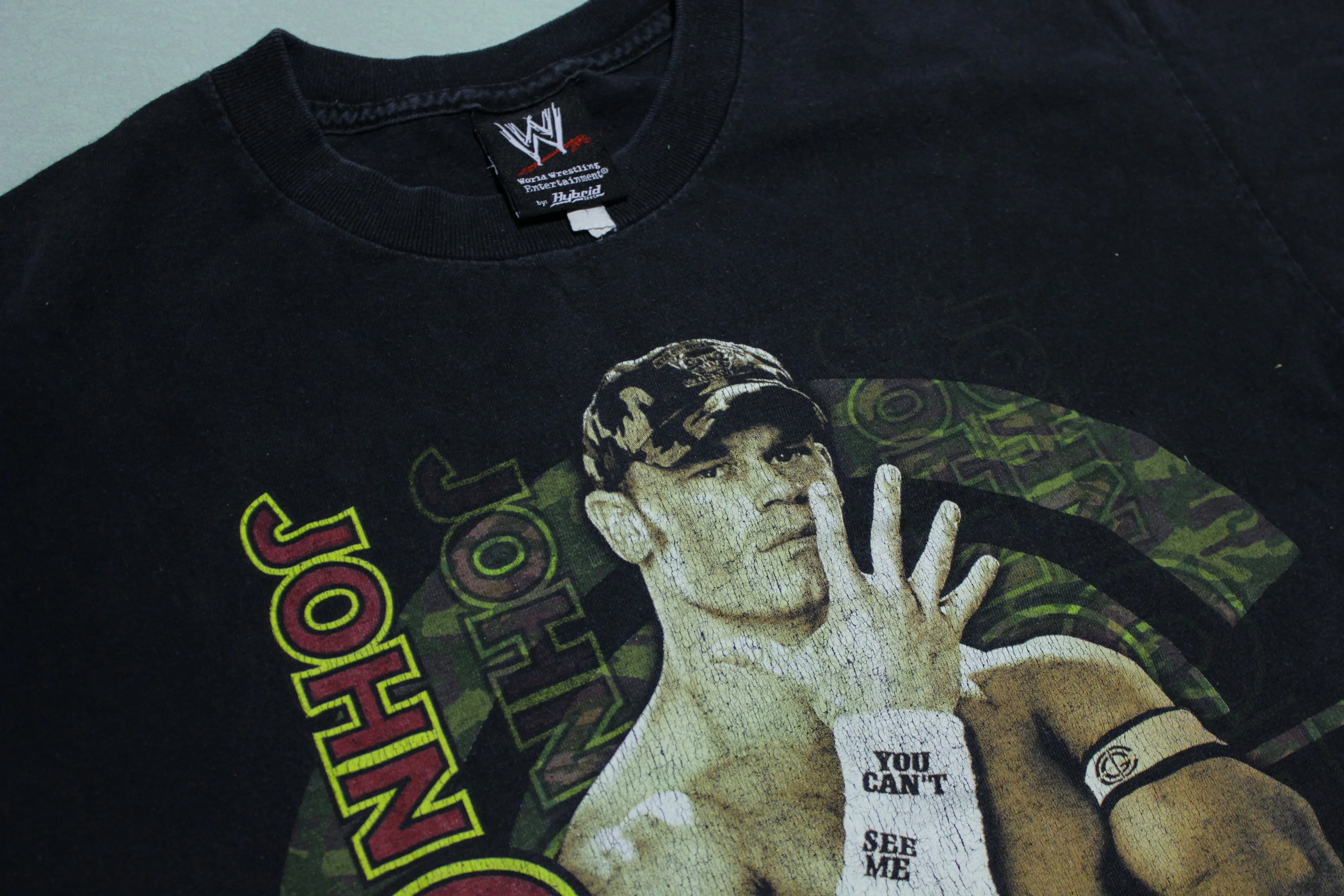 John Cena 2007 WWE Dated Signature You Can't See Me Wrestling T-Shirt