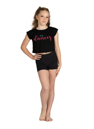 Kids Black Heart Script Dance T-Shirt