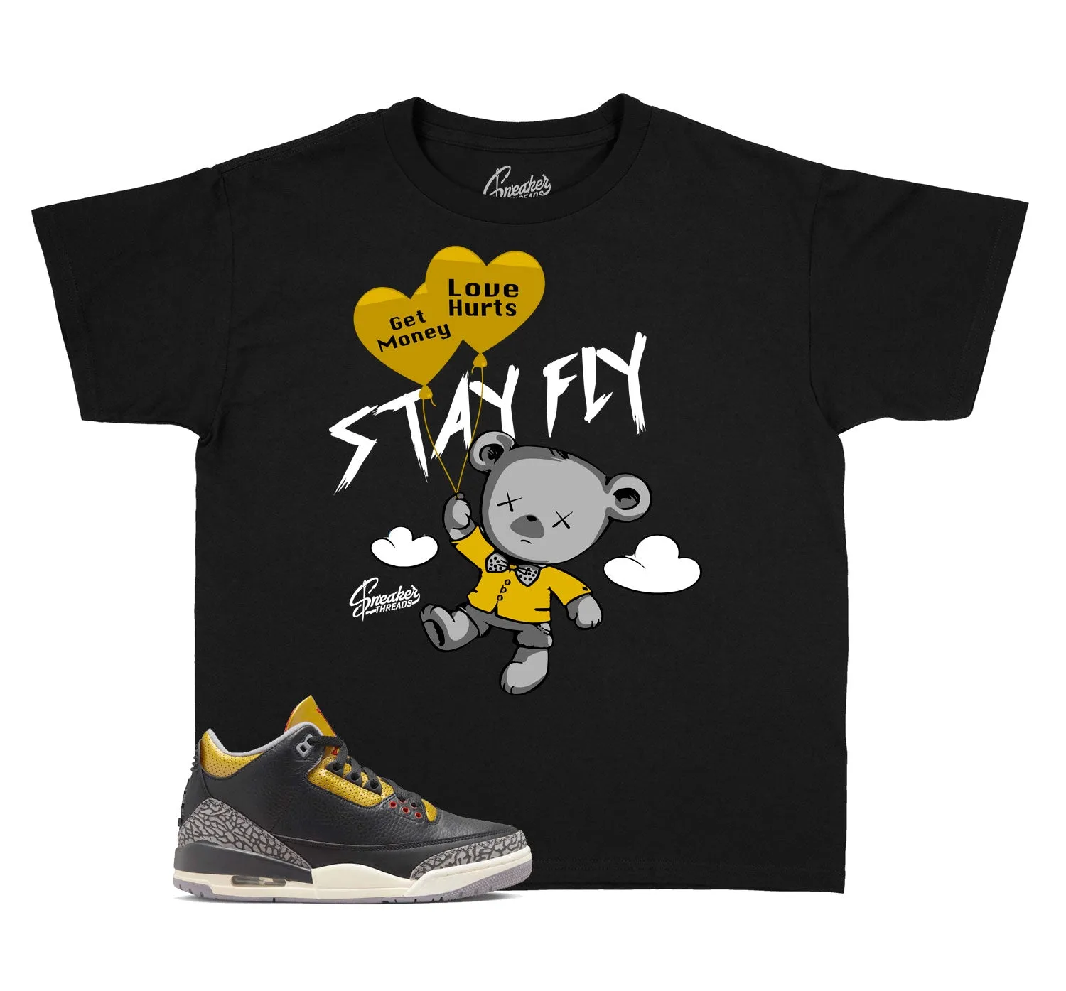 Kids Cement Gold 3 Shirt - Money Over Love - Black