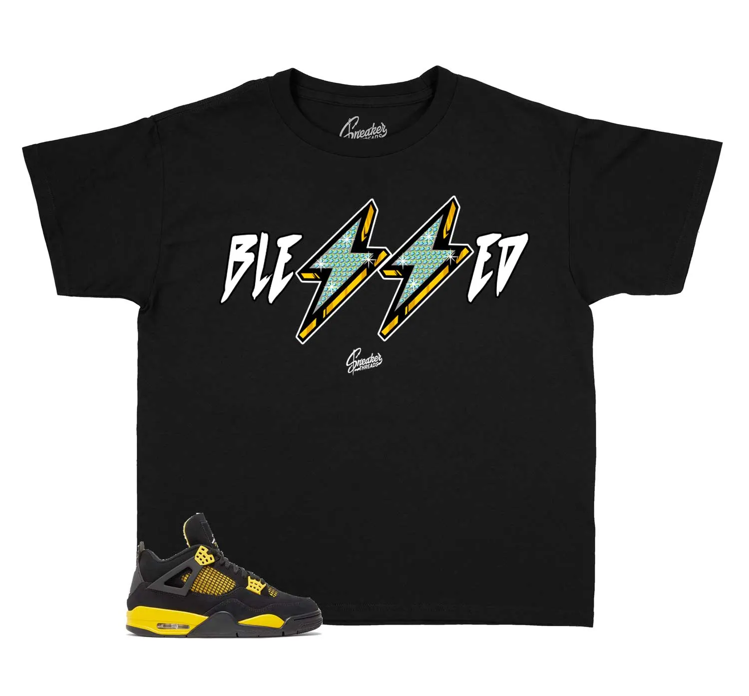 Kids Yellow Thunder 4 Shirt - Blessed - Black