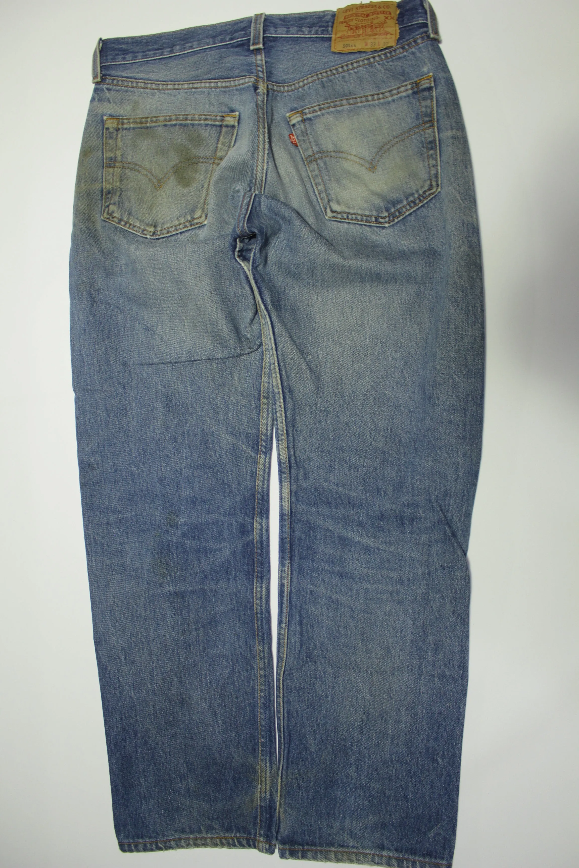 Levis 501 Distressed Button Fly Vintage 90's Denim Grunge Punk Red Tab Blue Jeans