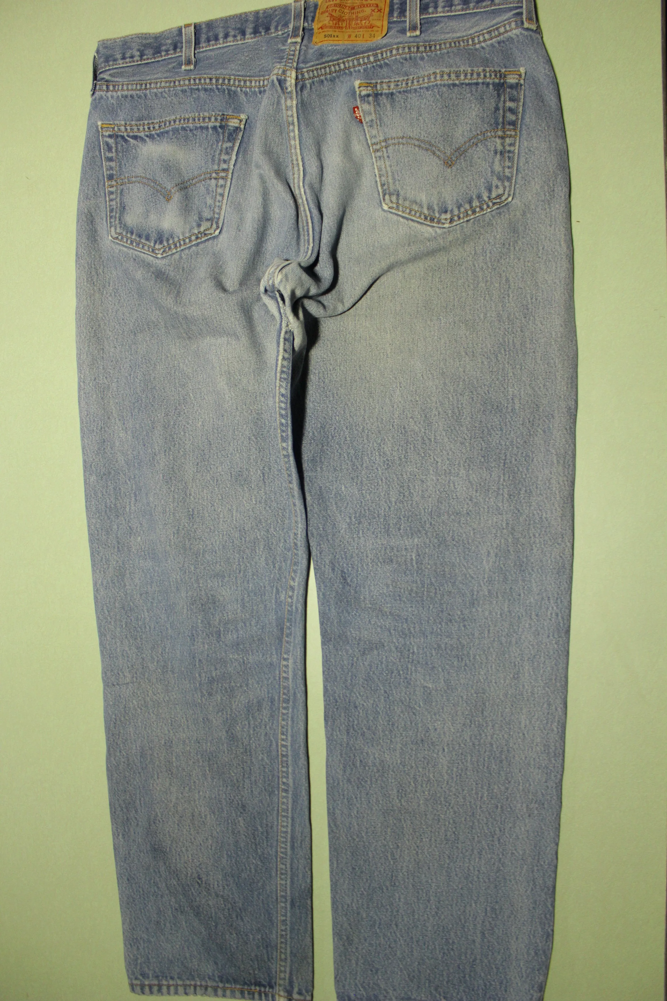 Levis Button Fly 501xx Vintage 90's Distressed Grunge Punk Blue Denim Jeans