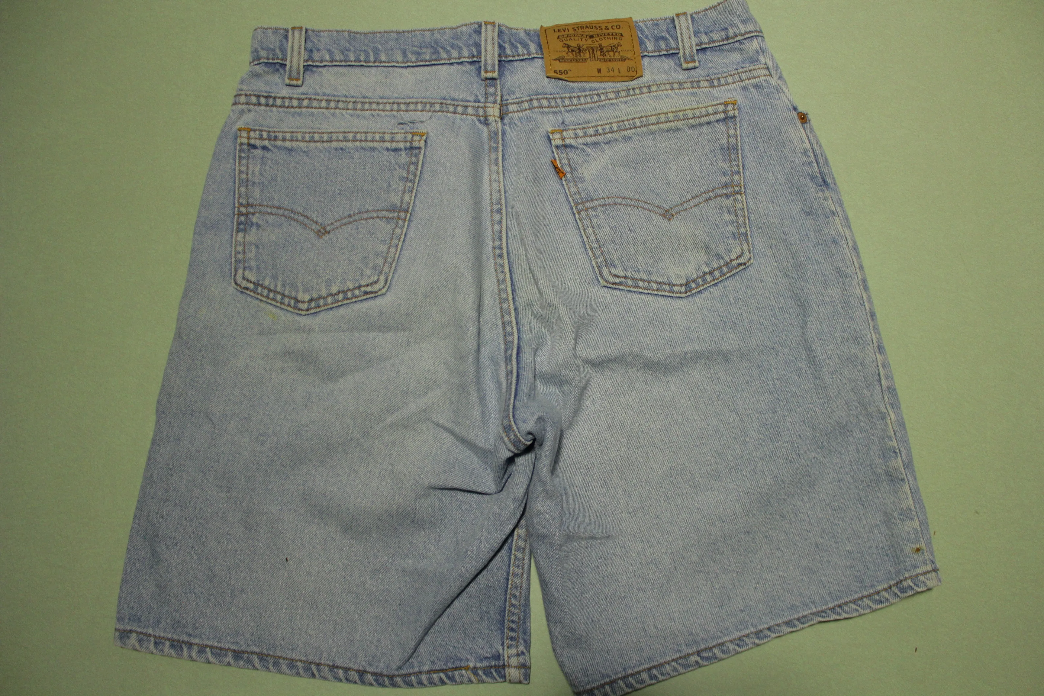 Levis Vintage 550 90's Made in USA  Light Wash Denim Jean Shorts