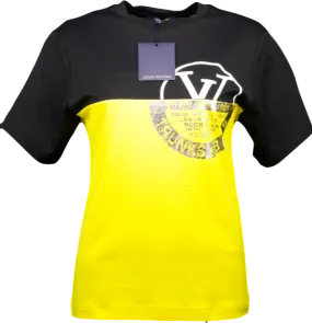 Louis Vuitton Black /yellow Color Block Lv World Stamp T-shirt UK XS