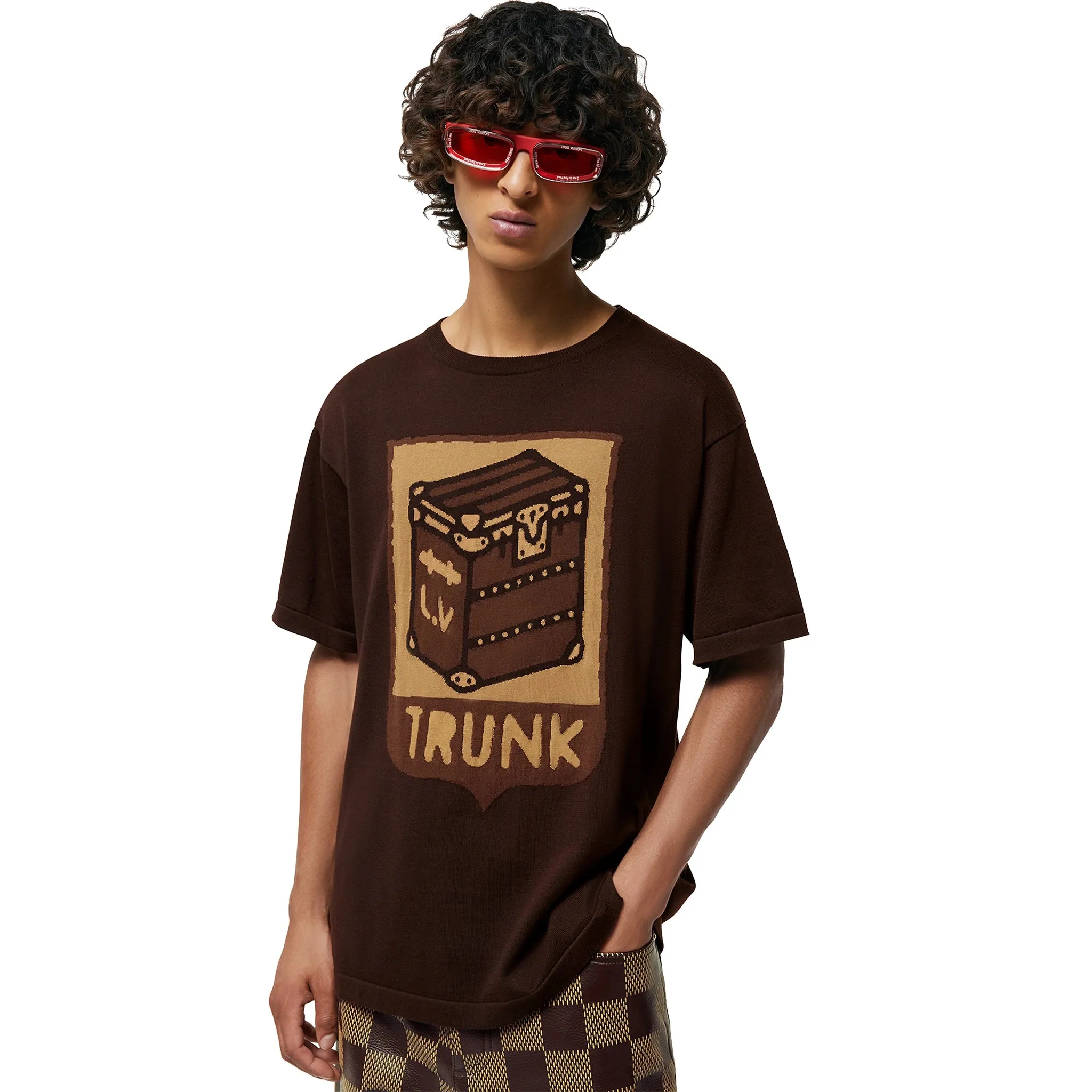 Louis Vuitton Cotton Trunk Print Sienna Brown T Shirt