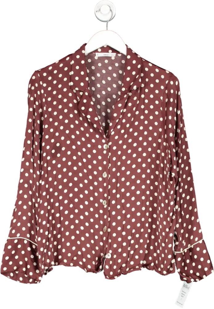 MANGO Lola Polka Dot Shirt, Brown UK XXL