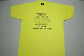 Math Bridge 1989 Vintage World Map Screen Stars T-Shirt