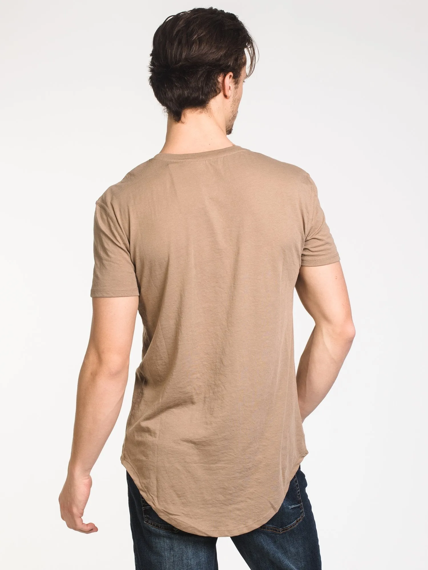 MENS LONGLINE T - BEIGE - CLEARANCE