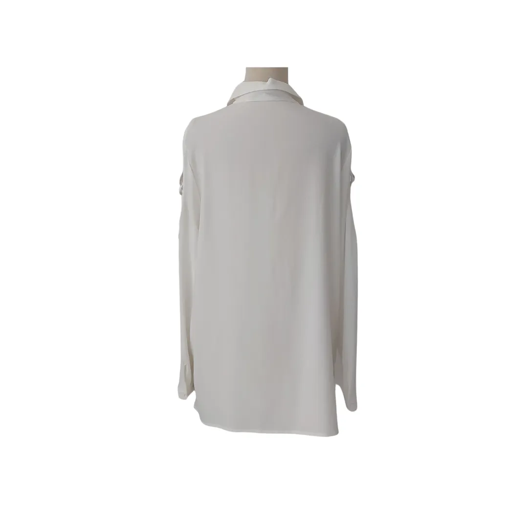 New Look White Cold Shoulder Collared Shirt | Pre Loved |