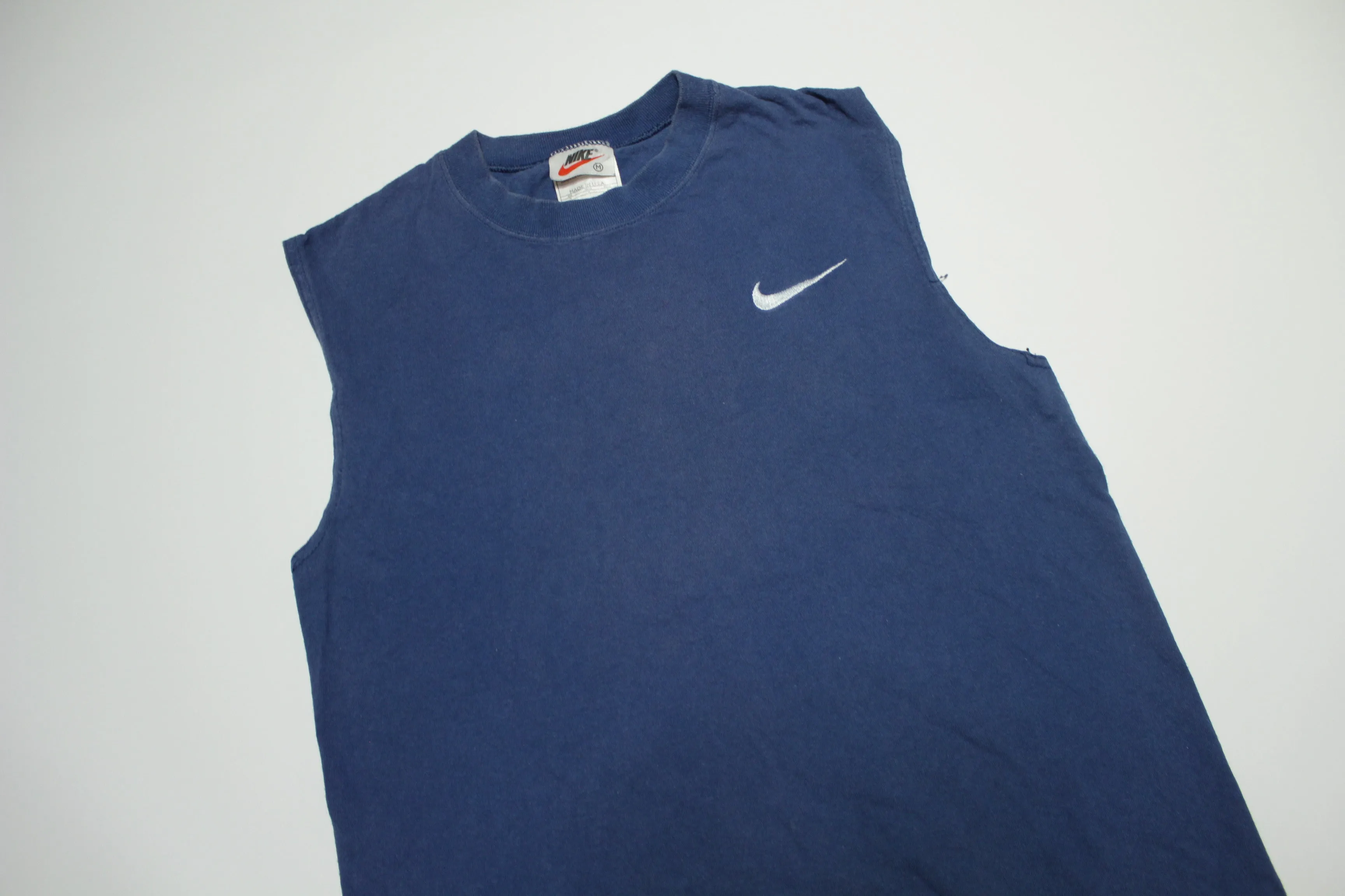 Nike Vintage 90's Made in USA Embroidered Swoosh Muscle Tank Top Gym T-Shirt