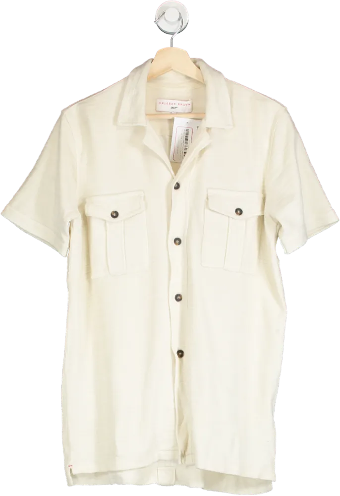 Orlebar Brown Cream Cotton Button Front Shirt UK S