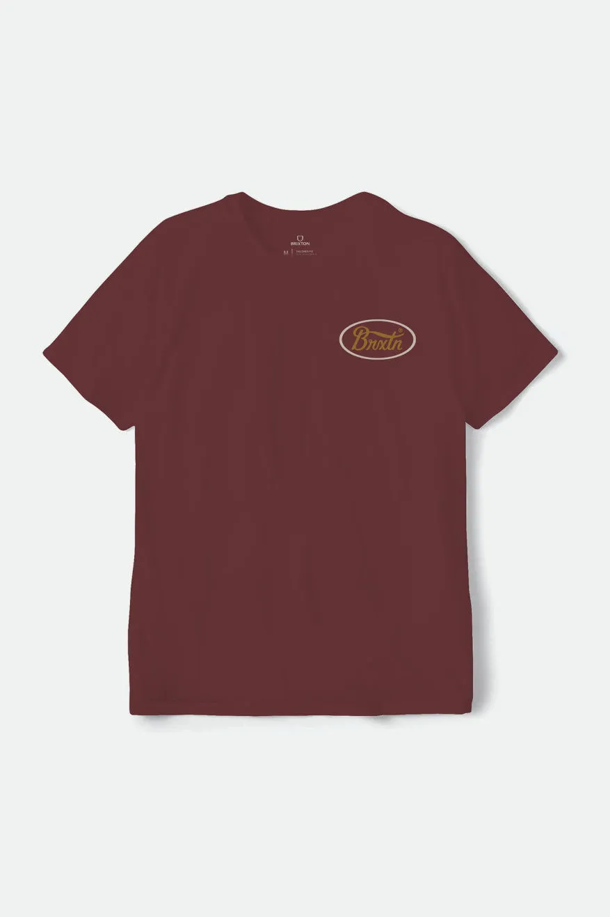 Parsons Summer/Spring Tailored T-Shirt - Dark Burgundy with Golden Brown and Beige Accents