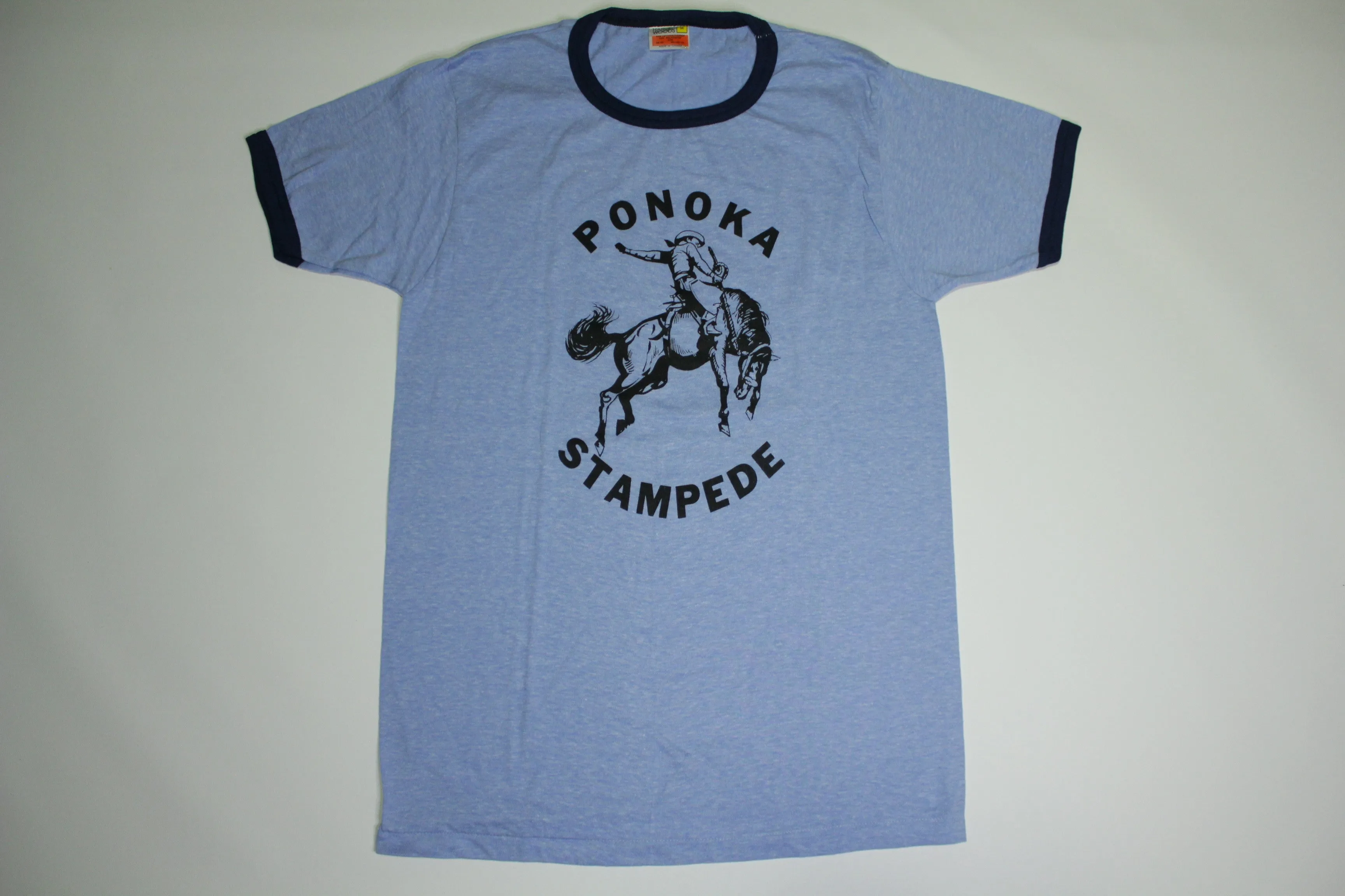 Ponoka Stampede Vintage Harvey Woods 80's Alberta Canada Rodeo Ringer T-Shirt