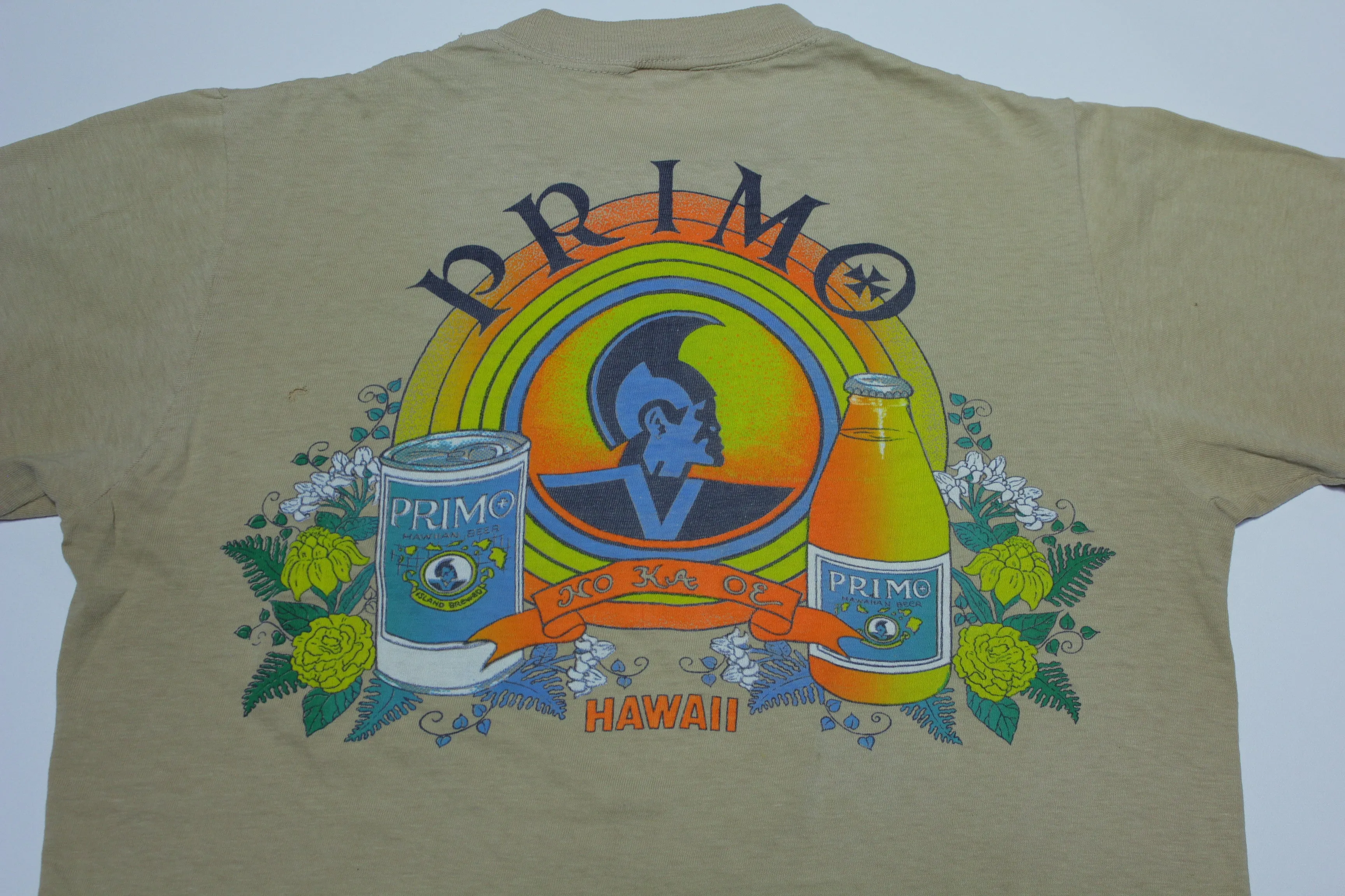 Rare Vintage 1980s Primo Beer Hawaii Single Stitch Distressed T-Shirt by Stedman - Collectible!