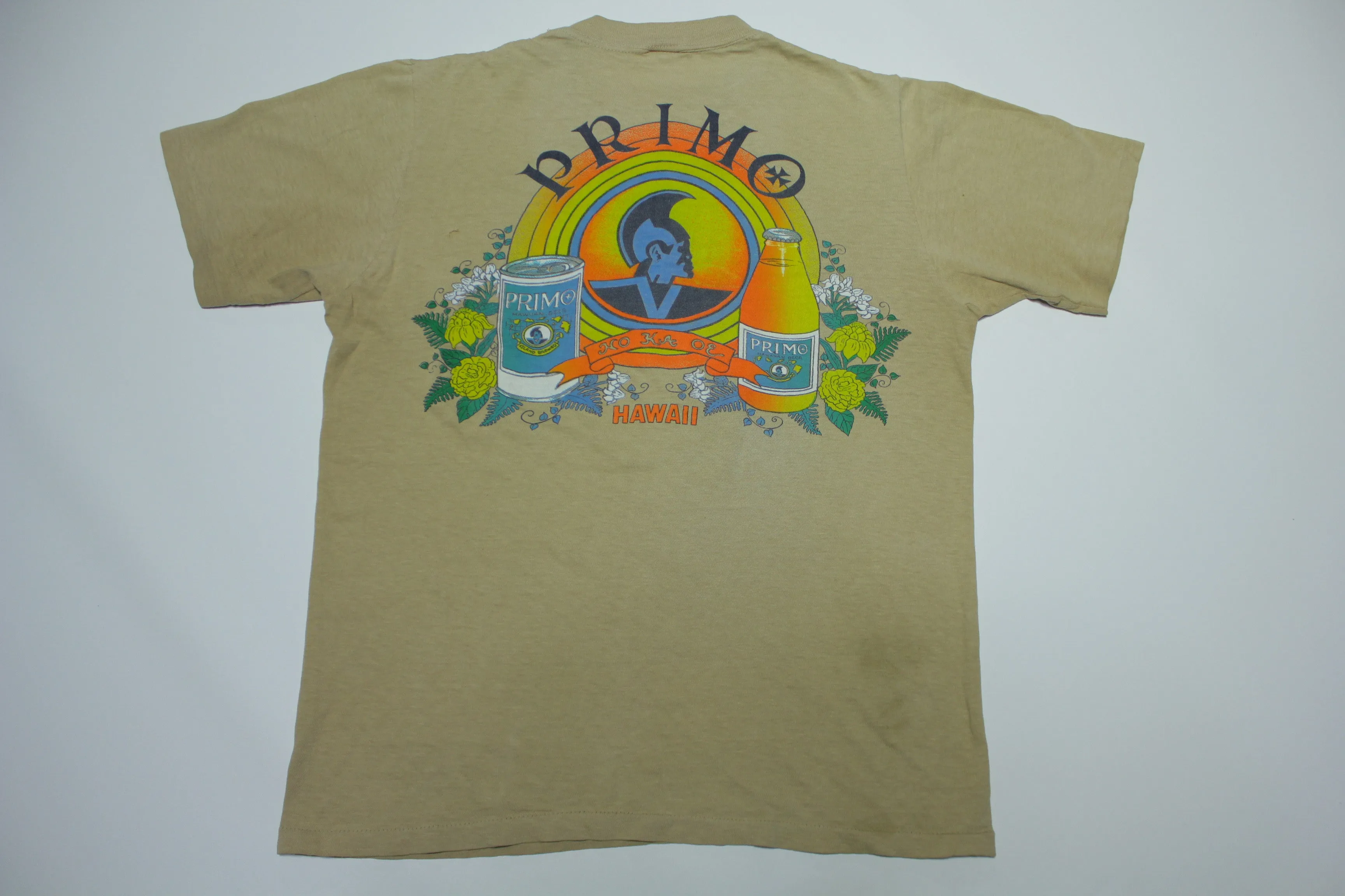 Rare Vintage 1980s Primo Beer Hawaii Single Stitch Distressed T-Shirt by Stedman - Collectible!