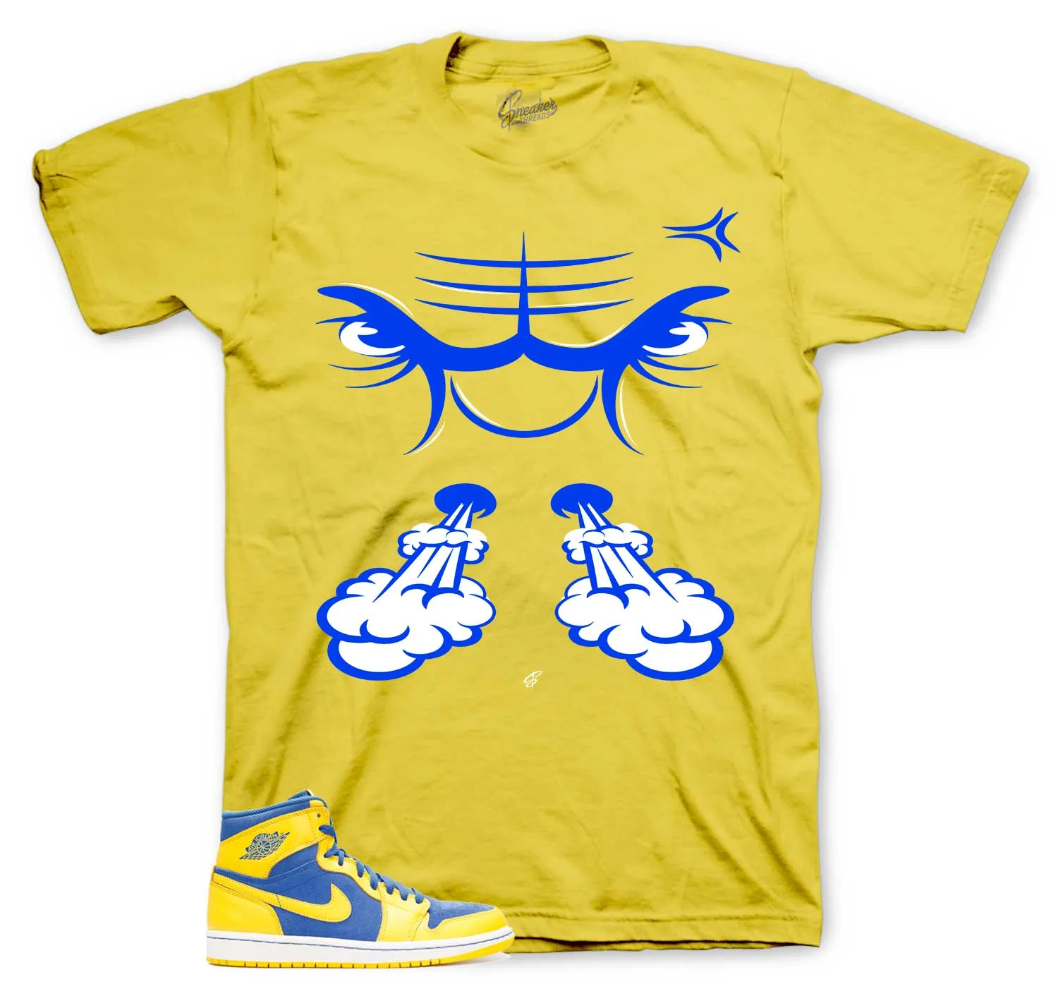 Retro 1 Laney Shirt - Raging Face - Yellow